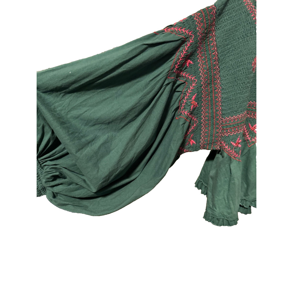 Free People Holly Knit Embroidered Smocked Long SleeveTop, Size XL - Picture 5 of 6